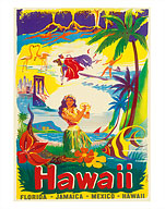 Hawaii, The Island State - Florida - Jamaica - Mexico - Giclée Art Prints & Posters