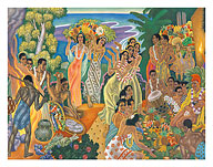 Island Feast, Traditional Hawaiian Celebration - Fine Art Prints & Posters