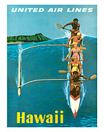 United Air Lines, Hawaii, Outrigger Canoe - Giclée Art Prints & Posters