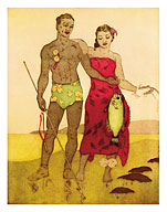 Fisherman, Royal Hawaiian Hotel Menu Cover - Fine Art Prints & Posters