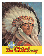 Santa Fe Railroad, The Chief Way, Native American Indian - Fine Art Prints & Posters