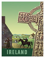 Ireland - Celtic Cross - c. 1950's - Fine Art Prints & Posters