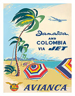 Jamaica & Columbia via Jet Travel Avianca - Fine Art Prints & Posters