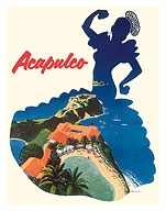 Acapulco, Mexico - Mexican Dancer Silhouette - c. 1950's - Fine Art Prints & Posters
