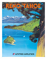 United Airlines Reno/Tahoe - Lake and Mountains - Fine Art Prints & Posters