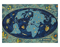 Aviation World Map Planisphere - Fine Art Prints & Posters