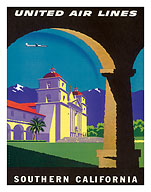 United Airlines - Southern California Mission - Fine Art Prints & Posters