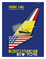Mediterranean New York - Fabre Line Marseilles Boat - Giclée Art Prints & Posters