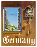 Germany - German Black Forest Cuckoo Clock - c. 1952 - Fine Art Prints & Posters