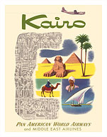 Kairo (Cairo) Egypt - via Beirut with Clipper Planes - Cheops Pyramid - Pan American World Airways - and Middle East Airlines - Fine Art Prints & Posters