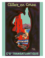 Allez en Corse (Go to Corsica) - Compagnie Générale Transatlantique (French Line) - Giclée Art Prints & Posters