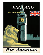 Pan American World Airways - England And All Of Europe, Big Ben and British Flag - Fine Art Prints & Posters