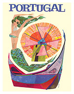 Portugal - Mermaid Windmill - c. 1960's - Fine Art Prints & Posters