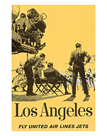 Los Angeles - Fly United Air Lines Jets - Hollywood Movie Set - Fine Art Prints & Posters