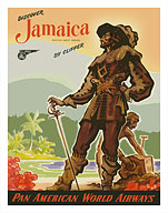 Discover Jamaica by Clipper - British West Indies - Pan American World Airways - Pirates Burying Treasure Chest - Fine Art Prints & Posters