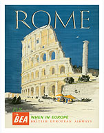 Rome, Italy - The Colosseum, Flavian Amphitheatre - BEA (British European Airways) - Fine Art Prints & Posters