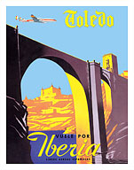 Toledo, Spain - The Imperial City - Vuele Por (Fly by) Iberia Air Lines of Spain - Alcantara Bridge - Fine Art Prints & Posters