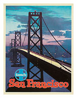 San Francisco - Golden Gate Bridge - Santa Fe Railroad - Fine Art Prints & Posters