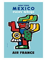 New York Mexico Non Stop - Aviation - Aztec Art - Fine Art Prints & Posters