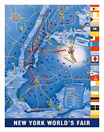 New York City Map - World's Fair 1939 - Fine Art Prints & Posters