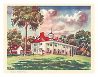 Midsummer at Mount Vernon - President George Washington's Home - United Air Lines Calendar Page - Fine Art Prints & Posters