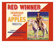 Okanogan Valley Washington Apples - Red Winner Brand - c. 1940's - Fine Art Prints & Posters
