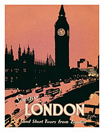 Seeing London - and Short Tours from London England - Big Ben Clock Tower - c. 1932 - Fine Art Prints & Posters