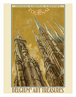 Tournai, Belgium - The Cathedral of Our Lady - Art Treasures - Belgian National Railways - Fine Art Prints & Posters