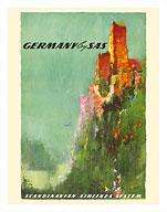 Germany - Rhine River Valley Castle - SAS Scandinavian Airlines System - Fine Art Prints & Posters
