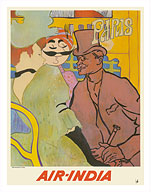 Paris, France - Air India's Maharaja in L'Anglais au Moulin Rouge (The Englishman at the Moulin Rouge) - With Apologies to Lautrec - Air India International - Fine Art Prints & Posters