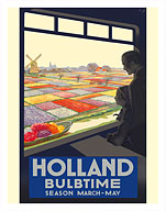 Holland - Bulb Time - Tulip Season March-May - Flowering Fields and Windmill - Fine Art Prints & Posters