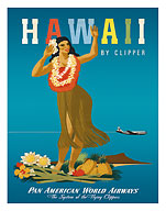 Hawaii By Clipper, Pan American Airways, Hula Girl - Fine Art Prints & Posters