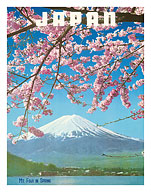 Japan - Mount Fiji in Spring - Cherry Tree Blossoms - Vintage Photograph - c. 1960's - Fine Art Prints & Posters