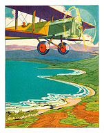 Bi-Plane Over The Hawaii Coastline - Fine Art Prints & Posters