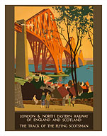 London & North Eastern Railway of England and Scotland - The Track of the Flying Scotsman - Forth Bridge, Scotland - Fine Art Prints & Posters
