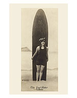 The Surf-Rider Hawaii, Girl with Surfboard - Giclée Art Prints & Posters
