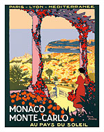 Monaco, Monte-Carlo - Au pays du Soleil (land of the Sun) - Paris-Lyon-Méditerranée Railway (PLM) - Fine Art Prints & Posters