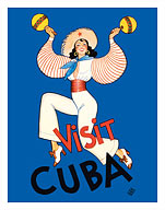 Visit Cuba - Native Cuban Dancer with Maracas - Fine Art Prints & Posters