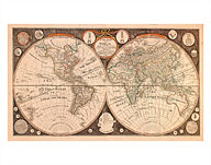 A New Map of the World - with all the New Discoveries - Giclée Art Prints & Posters