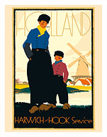 Holland - Harwich-Hook Service Netherlands - London & North Eastern Railway (LNER) - Windmill - Fine Art Prints & Posters