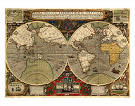 World Expeditions Map - Vera Totius Expeditionis Nauticæ, with Routes of Sir Francis Drake and Thomas Cavendish - Fine Art Prints & Posters