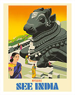 Mysore - See India - Sitting Nandi Bull Statue - Fine Art Prints & Posters