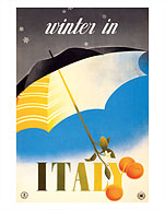 Winter in Italy - Italian Tarocco Blood Oranges under an Umbrella - Fine Art Prints & Posters