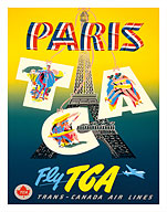 Paris - Fly TCA, Trans-Canada Air Lines - Eiffel Tower - Fine Art Prints & Posters