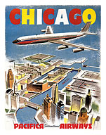 Chicago - Pacifica International Airways - c. 1950's - Giclée Art Prints & Posters