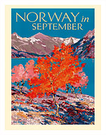 Norway in September - Fjord Autumn Fall - Norwegian State Railways - Fine Art Prints & Posters
