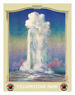 Yellowstone Park - Old Faithful Geyser Eruption - Yellowstone Park Line - Northern Pacific Railway - Fine Art Prints & Posters
