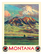 Montana - Steam Engine through the Absaroka Mountains - North Coast Limited Passenger Train - Northern Pacific Railway - Fine Art Prints & Posters