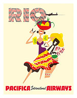 Rio de Janeiro, Brazil - Brazilian Samba Dancer - Pacifica International Airways - c. 1950's - Fine Art Prints & Posters