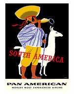 South America - Native with Llama - Pan American World Airways - Fine Art Prints & Posters